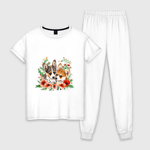 Женская пижама Щенки корги / Белый – фото 1