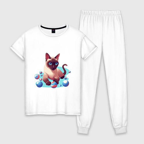 Женская пижама Синеглазый кот / Белый – фото 1