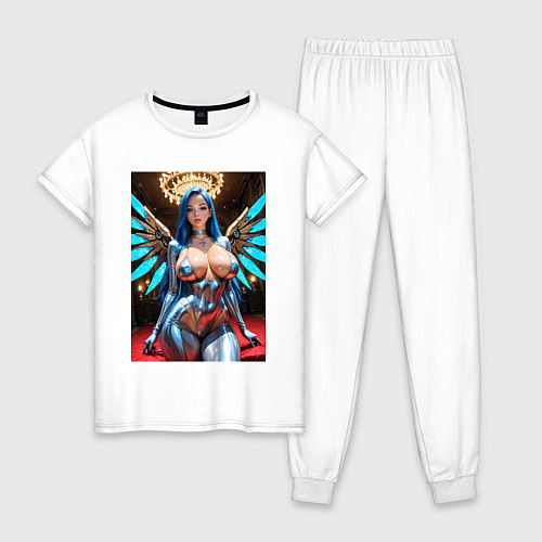 Женская пижама Девушка-ангел с механическими крыльями / Белый – фото 1