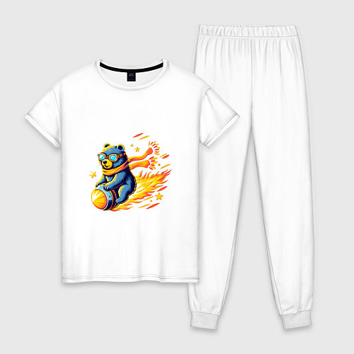 Женская пижама Медведь-метеорит / Белый – фото 1