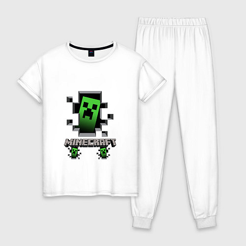 Женская пижама Minecraft крипер / Белый – фото 1