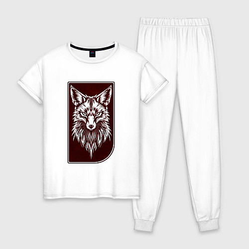 Женская пижама Лис на багровом фоне / Белый – фото 1