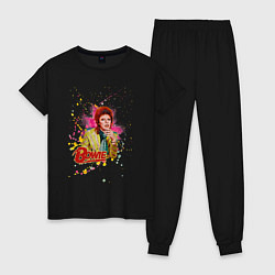 Пижама хлопковая женская David Bowie Art, цвет: черный