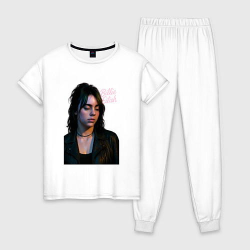 Женская пижама Билли Айлиш смотрит вниз / Белый – фото 1