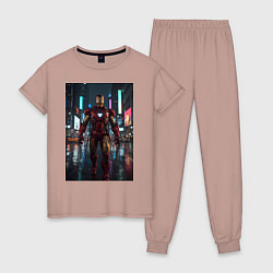 Женская пижама Железный человек посреди ночного города