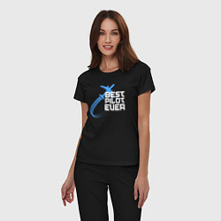 Пижама хлопковая женская Лучший пилот всех времен, цвет: черный — фото 2