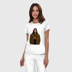 Пижама хлопковая женская Bones в шубе, цвет: белый — фото 2