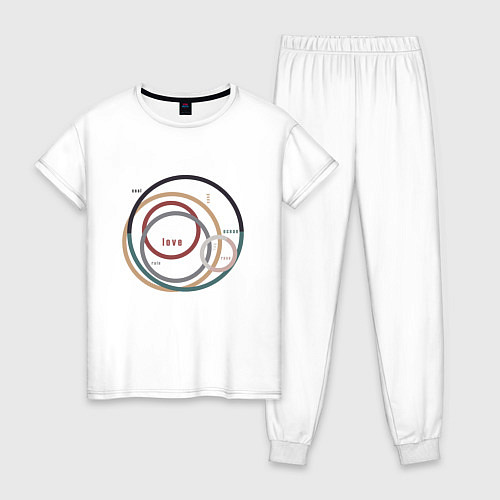 Женская пижама Love надпись абстракция / Белый – фото 1