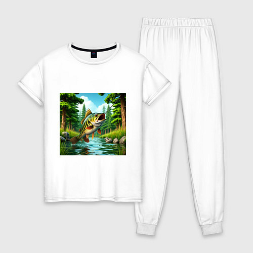 Женская пижама Крупный улов - рыбалка / Белый – фото 1