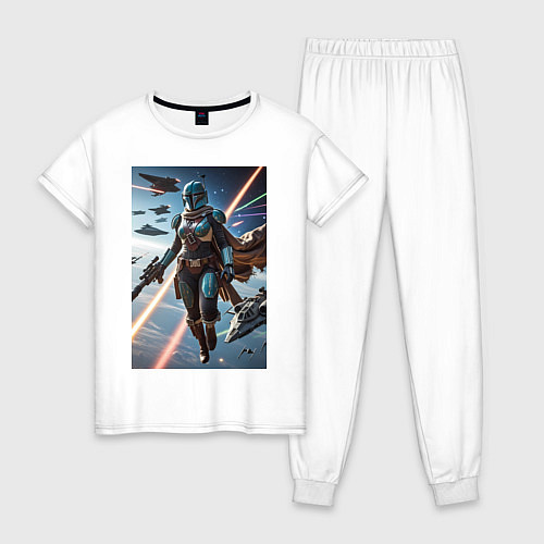 Женская пижама Девушка-мандалорец в космосе / Белый – фото 1