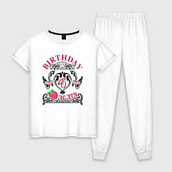 Пижама хлопковая женская 45 баба ягодка опять, цвет: белый