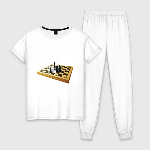 Женская пижама Шахматные фигуры на деревянной доске / Белый – фото 1