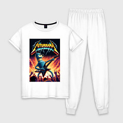 Пижама хлопковая женская Bender cool thrash rock guitarist - Futurama, цвет: белый
