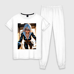 Женская пижама Черная кошка в комнате