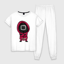 Пижама хлопковая женская Солдат из игры в кальмара, цвет: белый