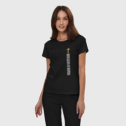 Пижама хлопковая женская Крест православия - спаси и сохрани, цвет: черный — фото 2
