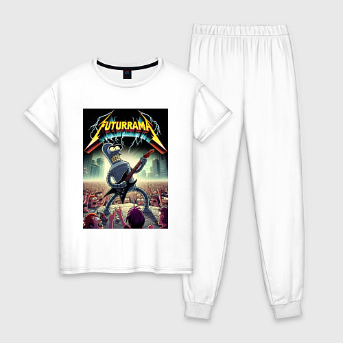 Женская пижама Концерт группы Футурама - гитарист Бендер / Белый – фото 1