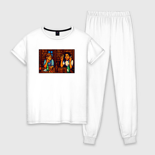 Женская пижама День студента пиксель-арт мем / Белый – фото 1