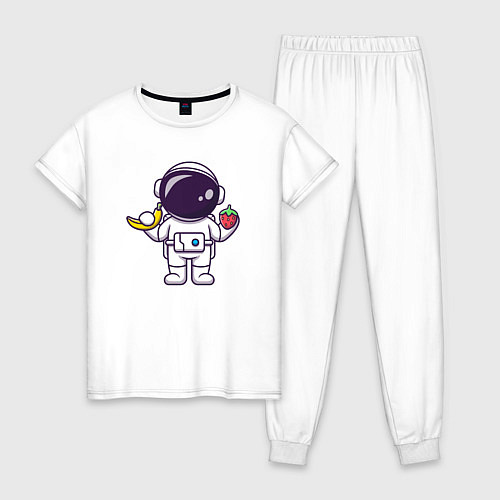 Женская пижама Космонавт с бананом и клубникой / Белый – фото 1