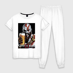 Пижама хлопковая женская Kratos - god of bar, цвет: белый