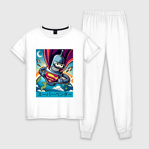 Женская пижама Полёт Супер Бендера - коллаба / Белый – фото 1