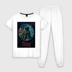 Пижама хлопковая женская Вещь - Уэнсдей, цвет: белый