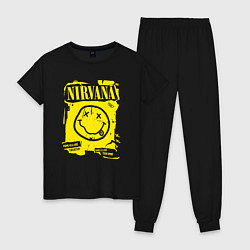 Пижама хлопковая женская Nirvana 1987, цвет: черный