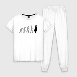 Пижама хлопковая женская Эволюция Шерлока, цвет: белый