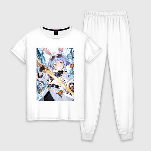 Женская пижама Девушка-кролик в плаще и с мечем / Белый – фото 1