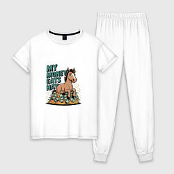 Пижама хлопковая женская Сено вместо денег, цвет: белый