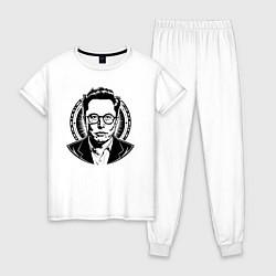 Пижама хлопковая женская Илон Маск в стиле нью скул, цвет: белый