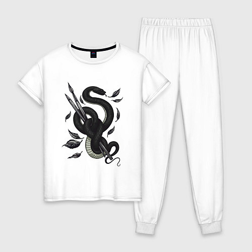 Женская пижама Змея и кисти художественные / Белый – фото 1