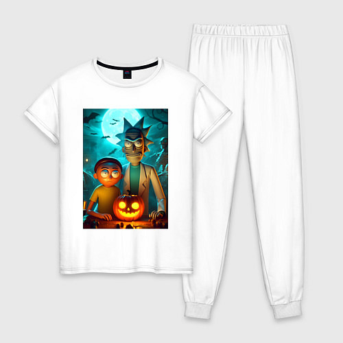 Женская пижама Rick and Morty with pumpkin - halloween night / Белый – фото 1