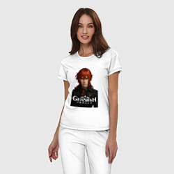 Пижама хлопковая женская Дилюк Геншин Импакт, цвет: белый — фото 2