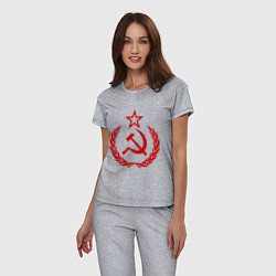 Пижама хлопковая женская СССР герб, цвет: меланж — фото 2