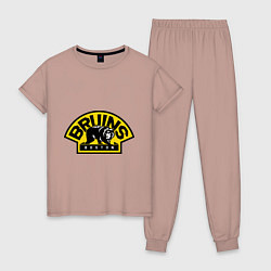 Пижама хлопковая женская HC Boston Bruins Label, цвет: пыльно-розовый