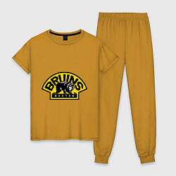 Пижама хлопковая женская HC Boston Bruins Label, цвет: горчичный