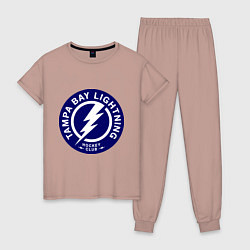 Пижама хлопковая женская HC Tampa Bay Lightning, цвет: пыльно-розовый