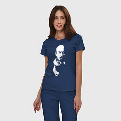 Пижама хлопковая женская Ленин: фигу вам, цвет: тёмно-синий — фото 2