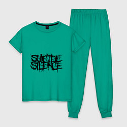 Пижама хлопковая женская Suicide Silence цвета зеленый — фото 1