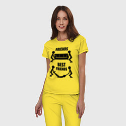 Пижама хлопковая женская Best friends, цвет: желтый — фото 2