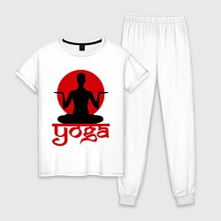 Пижама хлопковая женская Yoga: Meditation, цвет: белый