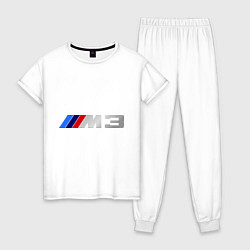 Пижама хлопковая женская BMW M3 Driving, цвет: белый