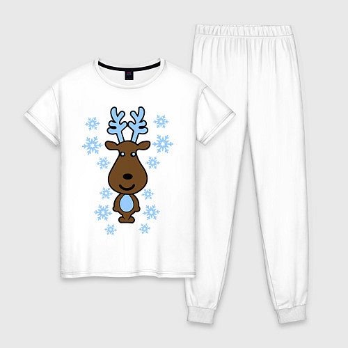 Женская пижама Милый олень и снежинки / Белый – фото 1