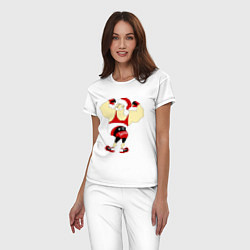 Пижама хлопковая женская Санта бодибилдер, цвет: белый — фото 2