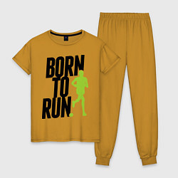 Пижама хлопковая женская Рожден для бега, цвет: горчичный