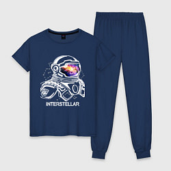 Пижама хлопковая женская Interstellar Spaceman, цвет: тёмно-синий