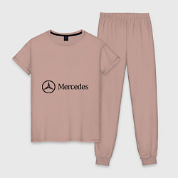 Пижама хлопковая женская Mercedes Logo, цвет: пыльно-розовый