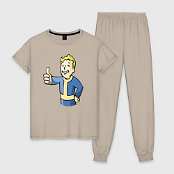Пижама хлопковая женская Fallout vault boy, цвет: миндальный