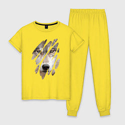 Пижама хлопковая женская Волк - моё второе Я, цвет: желтый
